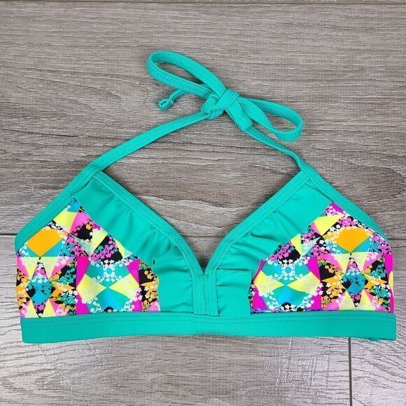 XHILARARION Girl's Neon Geometric Print 2 Piece Bikini Swimsuit Size 6 - Picture 3 of 11